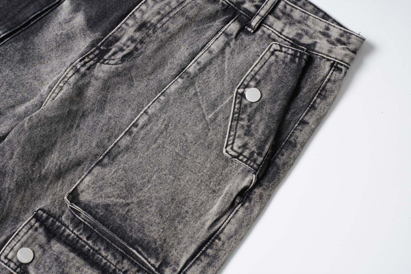 Luzz Retro Batik Cepli Denim Kargo Pantolon