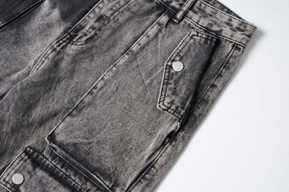 Luzz Retro Batik Cepli Denim Kargo Pantolon