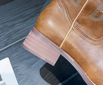 Luzz Retro işlemeli Kalın Topuk Çizme