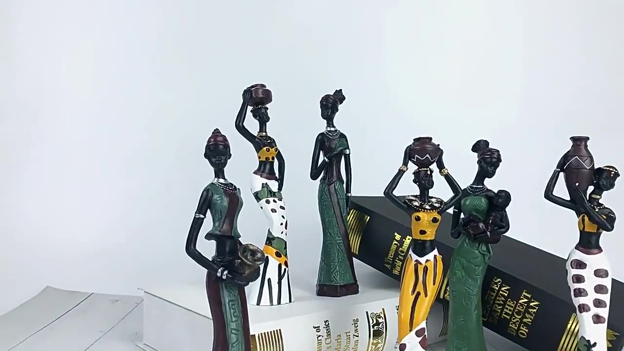 Afrikalı siyah kadın figürü sanat reçine el sanatları ev oturma odası veranda masaüstü dekorasyon süsleri 3 lü seet