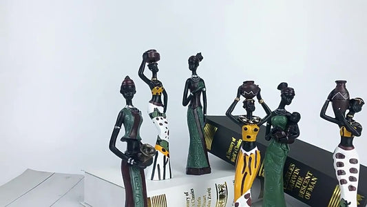 Afrikalı siyah kadın figürü sanat reçine el sanatları ev oturma odası veranda masaüstü dekorasyon süsleri 3 lü seet