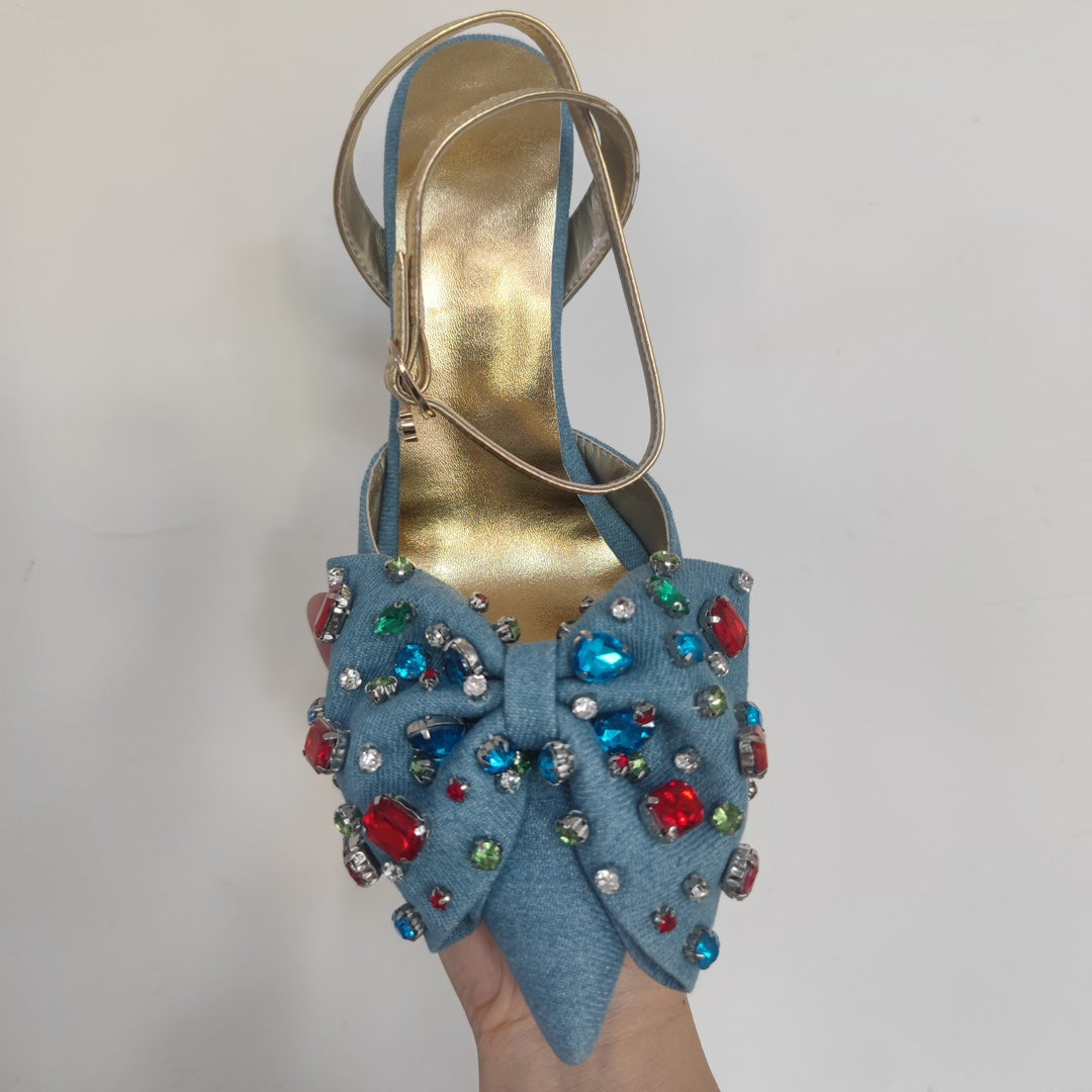 Dynasty Blue Denim Detay Topuklu Ayakkabı