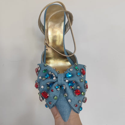 Dynasty Blue Denim Detay Topuklu Ayakkabı