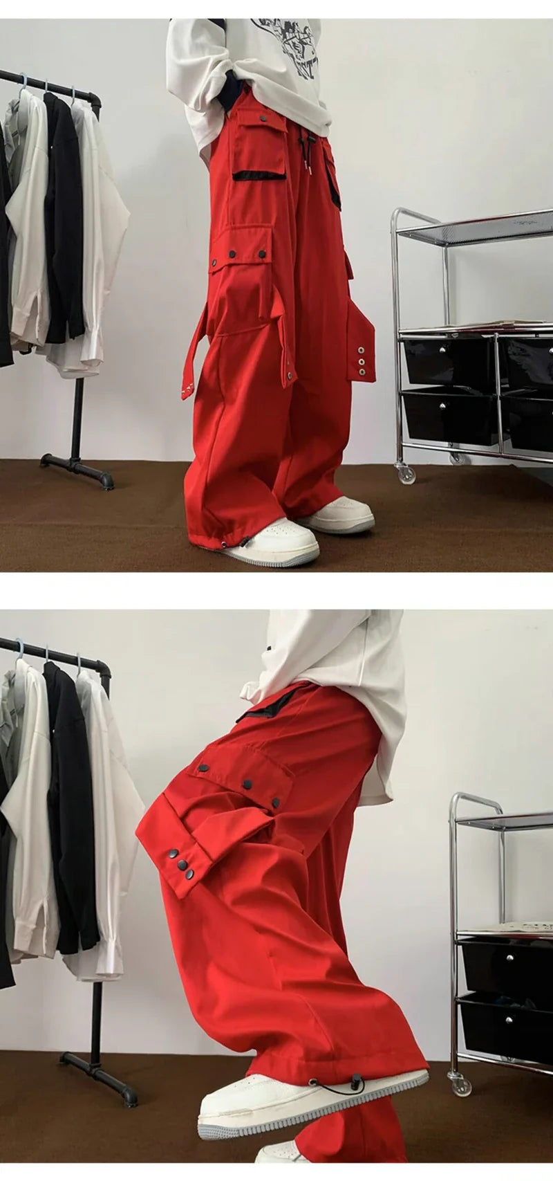 Multi Pockets Button-Up Streetwear Pants