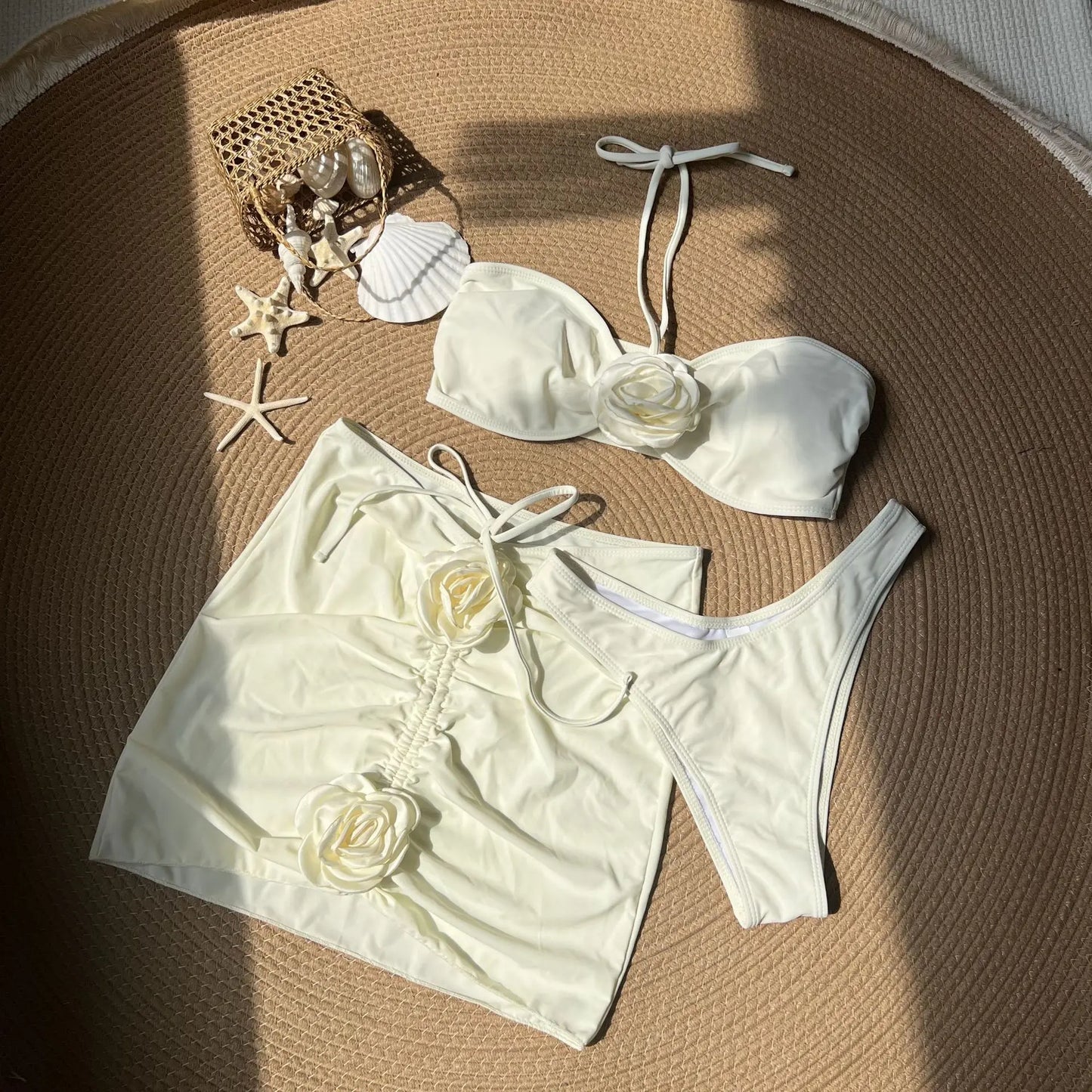 Coral Bloom Etekli Bikini 3 Parça Set