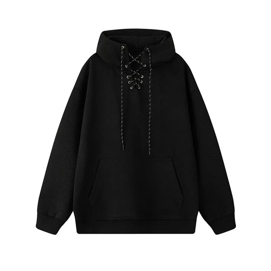 Plain Color Drawstring Style Hoodie