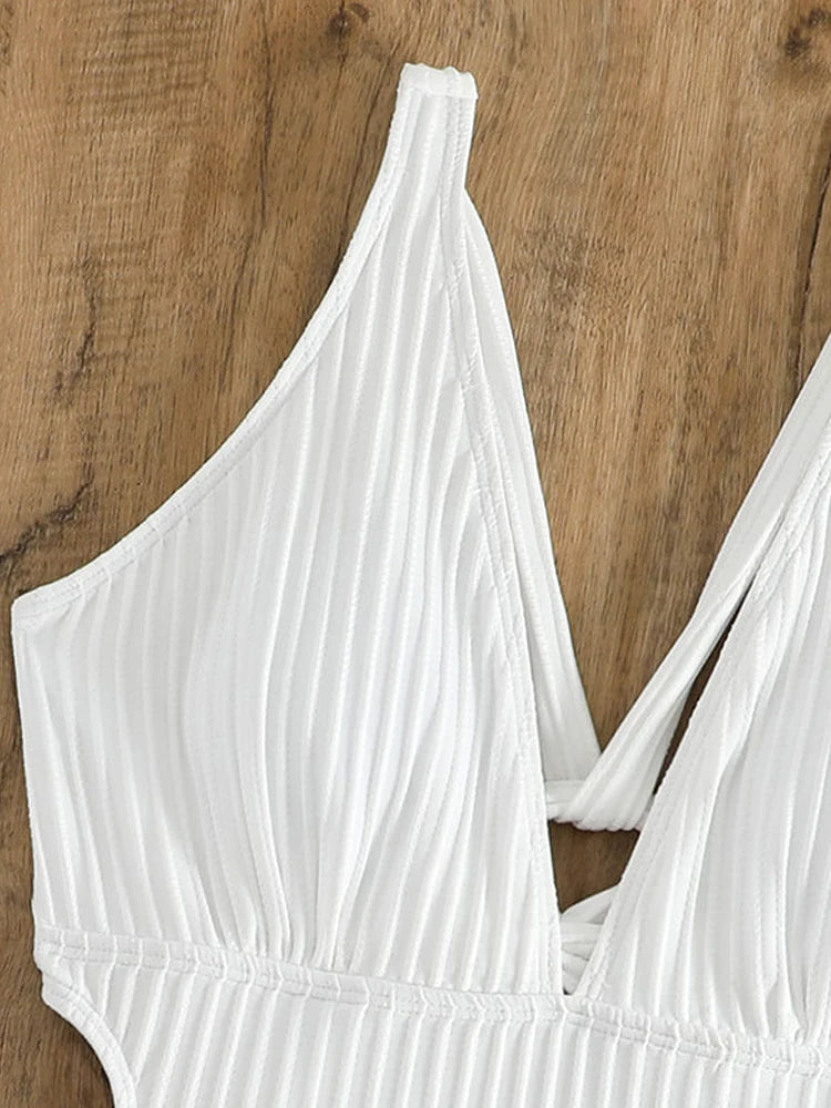 Endless Tide Beyaz Çapraz Askılı Mayo