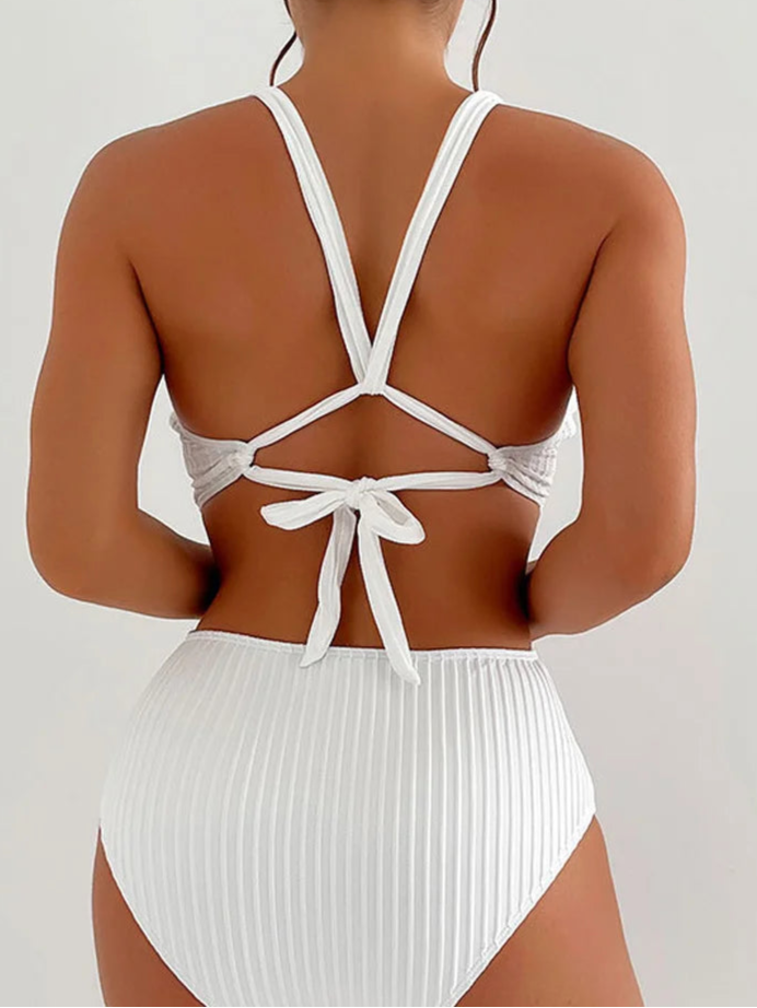 Endless Tide Beyaz Çapraz Askılı Mayo