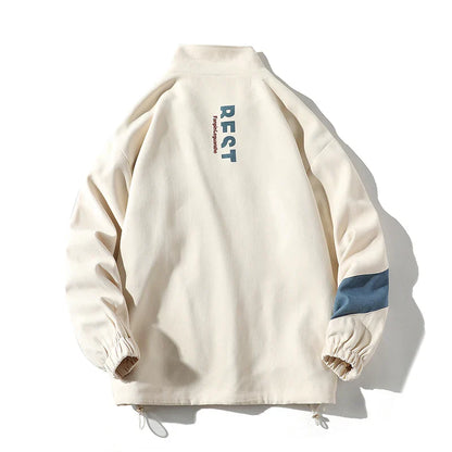 Patchwork Turn-down Collar Loose Jacket