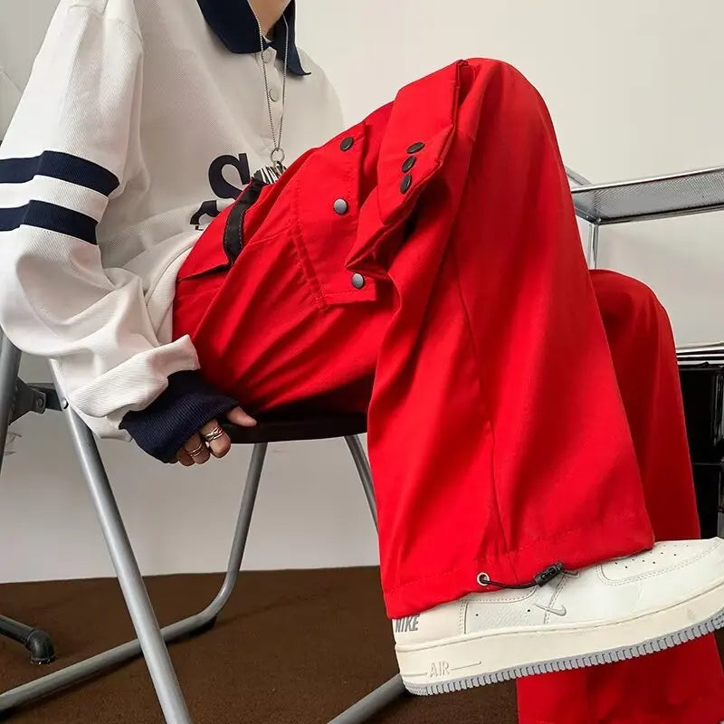 Multi Pockets Button-Up Streetwear Pants