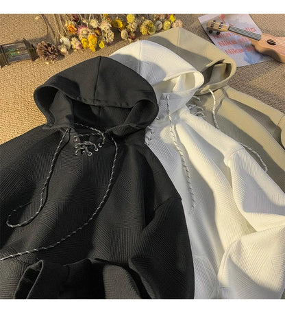 Plain Color Drawstring Style Hoodie