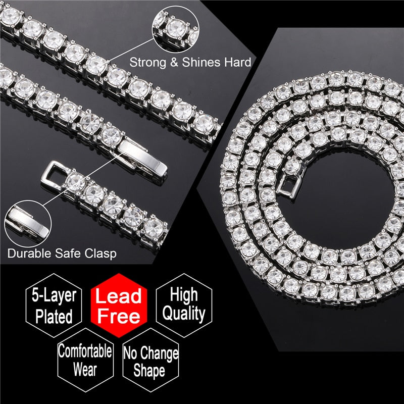 Crystal Rhinestone Tennis Necklace