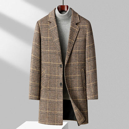 Brushed Wool Plaid Overcoat