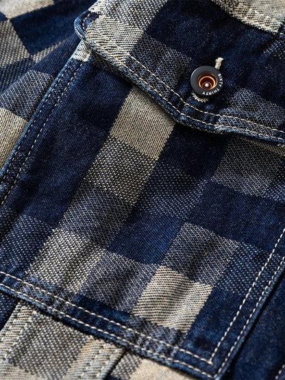 Checkered Denim Jacket