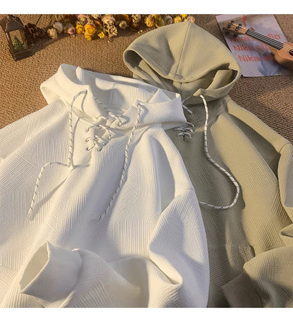 Plain Color Drawstring Style Hoodie