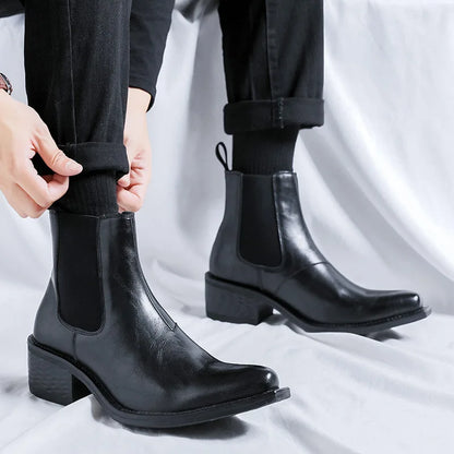 Italiaanse ontwerper Cocked Wizard Boots voor heren luxe mode puntige schoenen schoenen cowboy originele lederen laars enkel chelsea botas