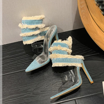 Echo Stride 11 CM Spiral Denim Detaylı Topuklu Ayakkabı