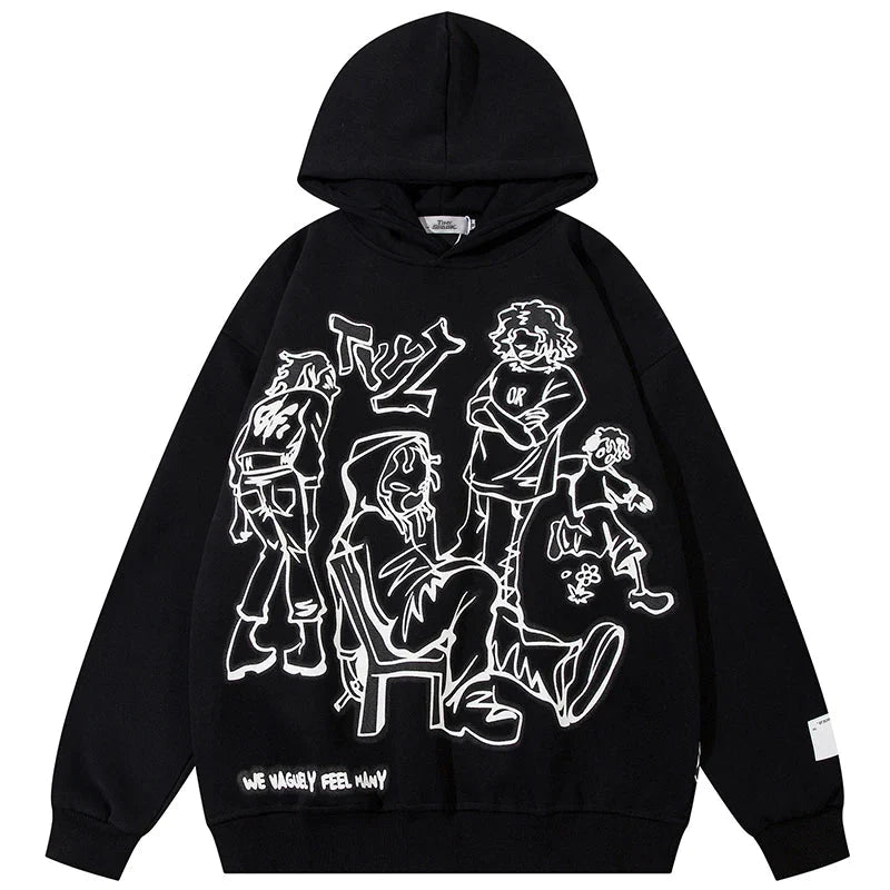 We V Cartoon Sketch Hoodie