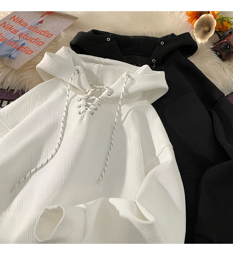 Plain Color Drawstring Style Hoodie