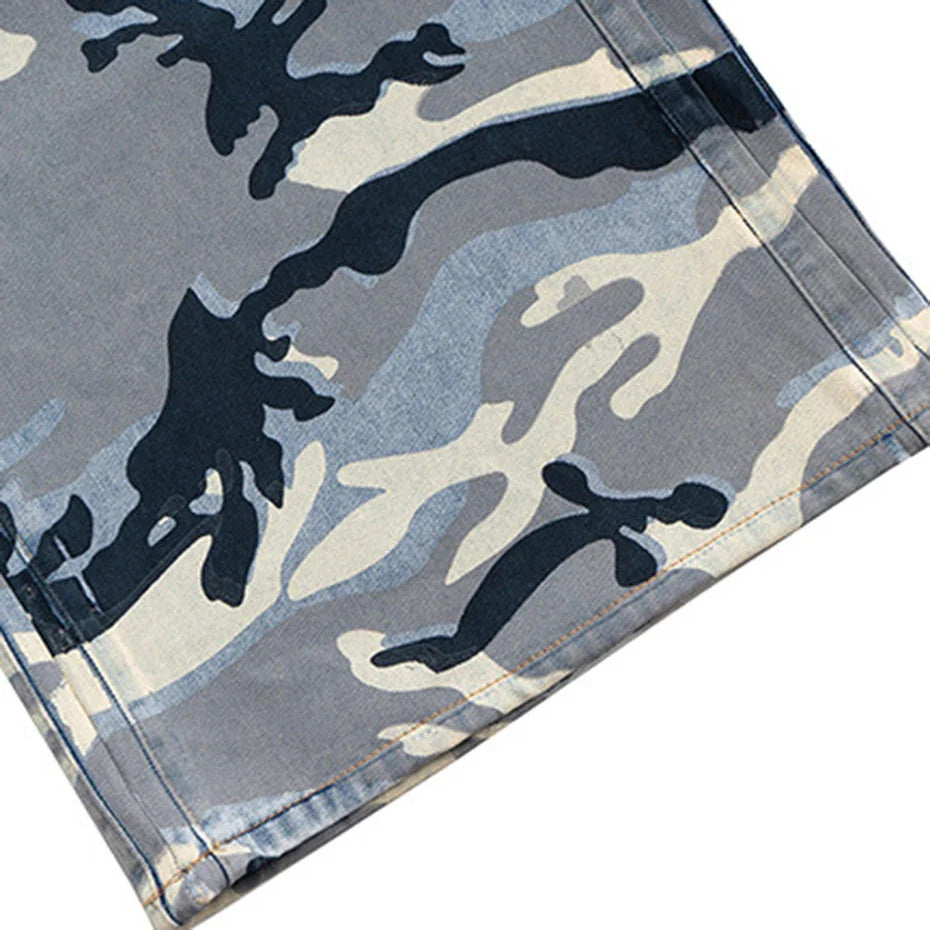 Blue Camo Wide Leg Pants