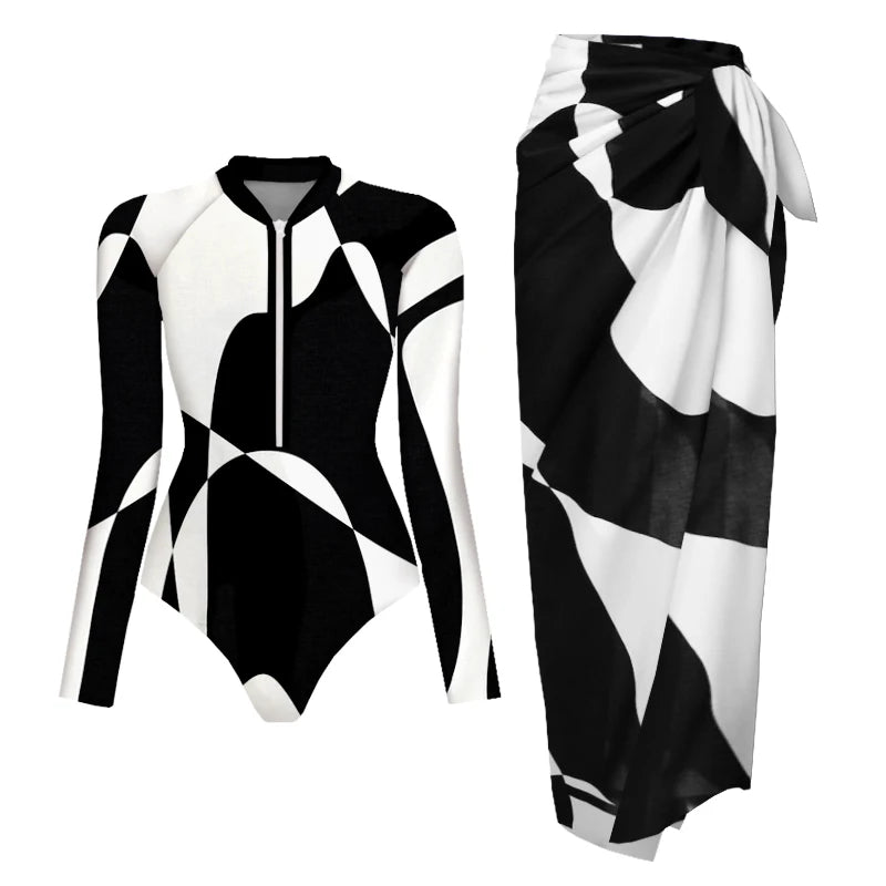 Coral Flame Uzun Kollu Vintage Baskılı İkili Takım