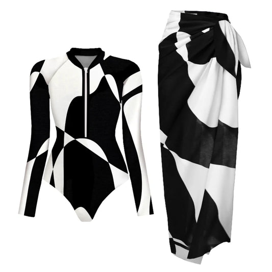 Coral Flame Uzun Kollu Vintage Baskılı İkili Takım