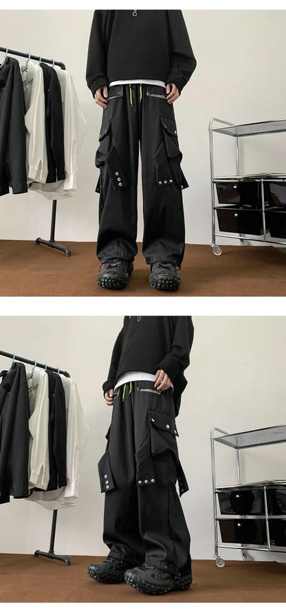 Multi Pockets Button-Up Streetwear Pants