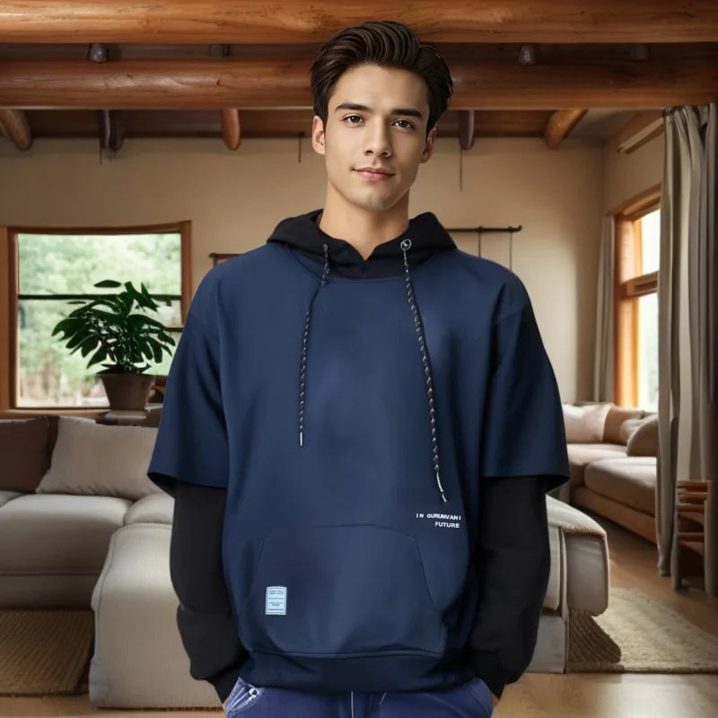 Black And Blue Color Two Piece Hoodie