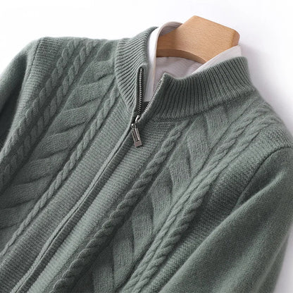 Mock Neck Zippered Chasmere Knit