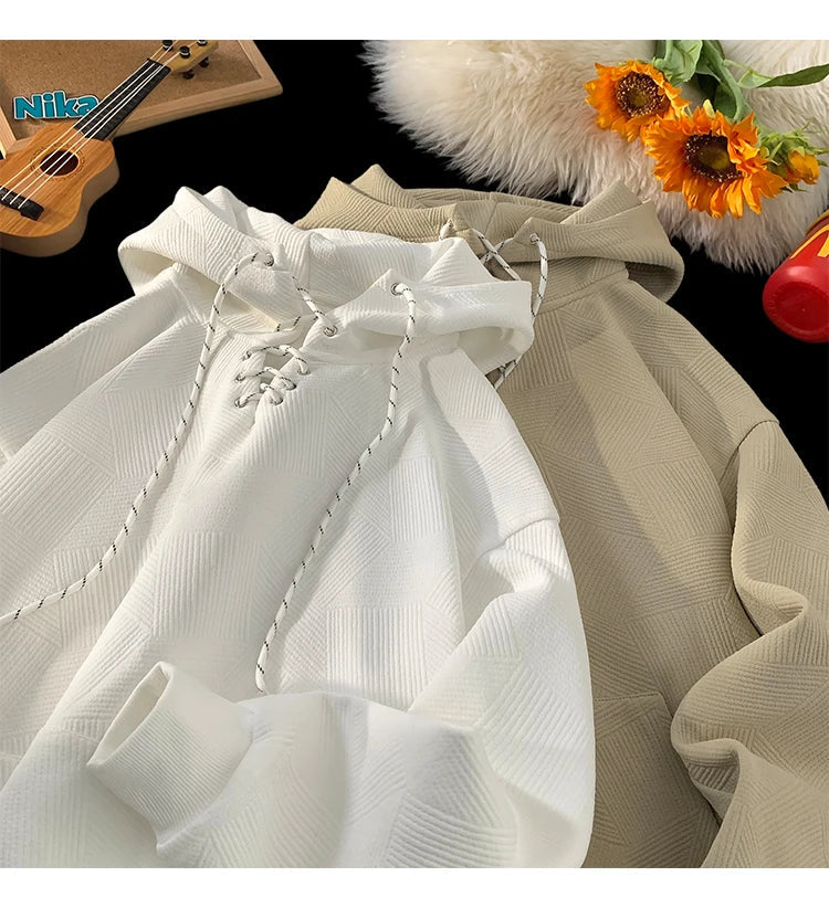 Plain Color Drawstring Style Hoodie