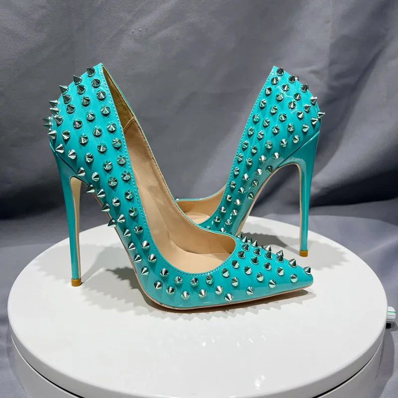 Lust Pusher Turkuaz Spike Topuklu Ayakkabı