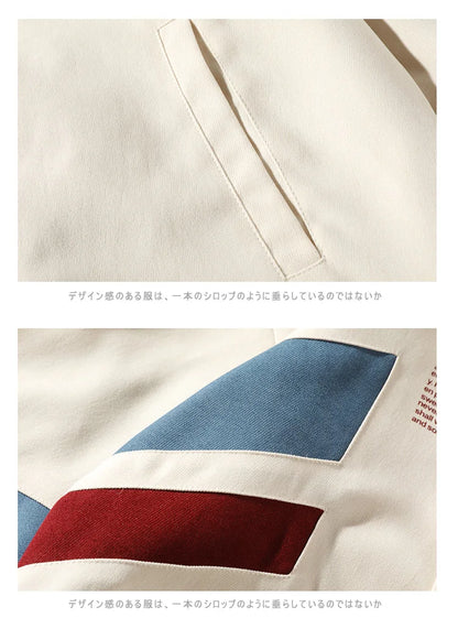 Patchwork Turn-down Collar Loose Jacket