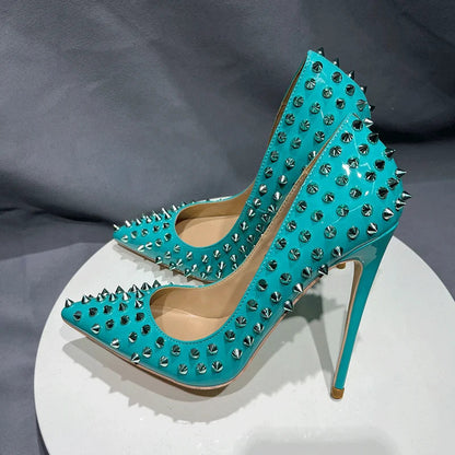 Lust Pusher Turkuaz Spike Topuklu Ayakkabı