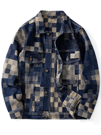 Checkered Denim Jacket