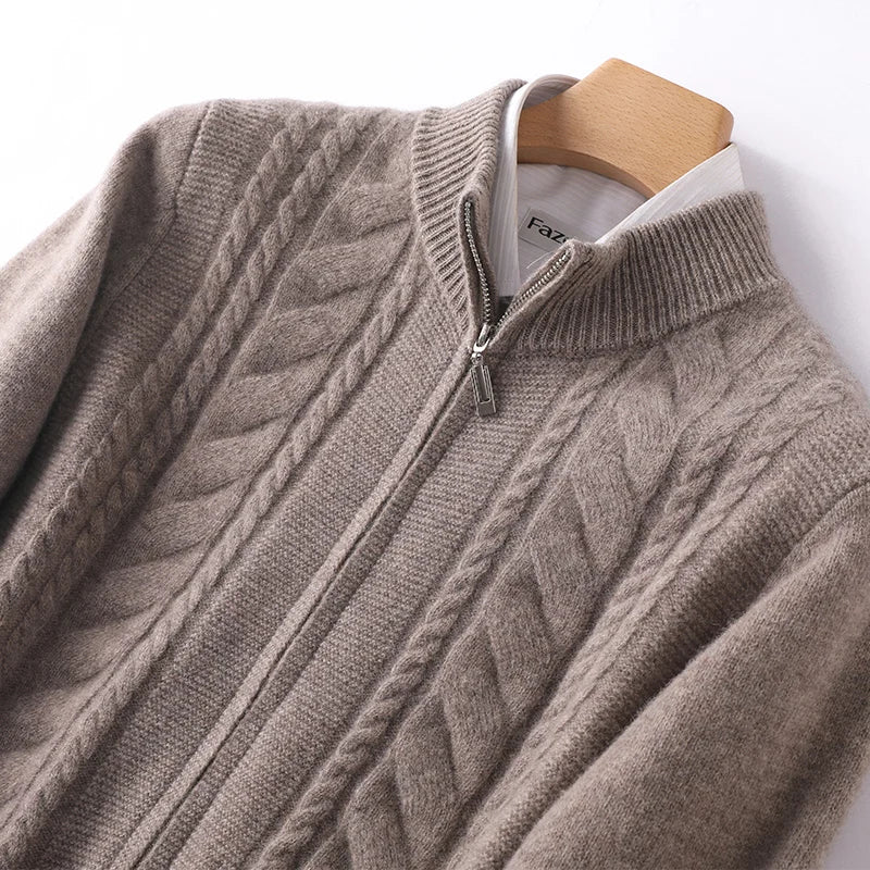 Mock Neck Zippered Chasmere Knit