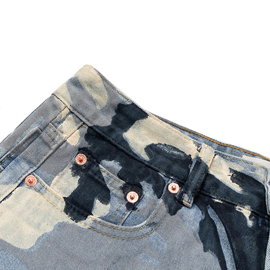 Blue Camo Wide Leg Pants