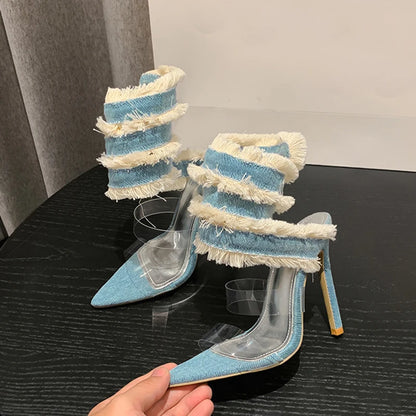 Echo Stride 11 CM Spiral Denim Detaylı Topuklu Ayakkabı