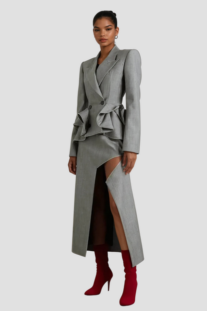 Sage Peplum Ruffle Blazer
