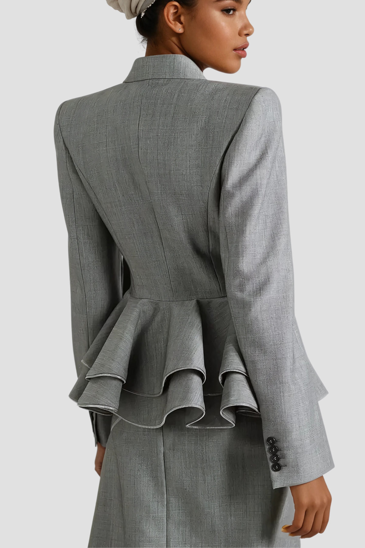 Sage Peplum Ruffle Blazer