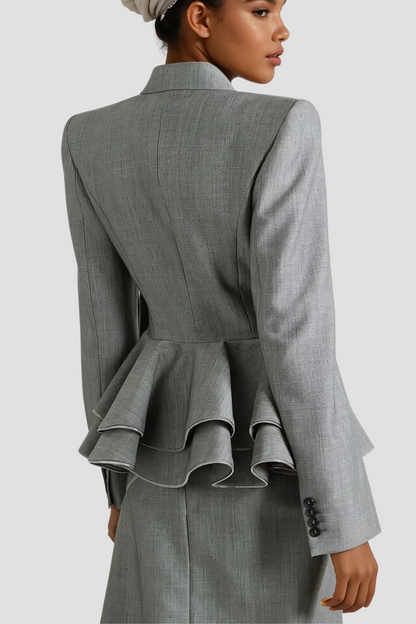 Sage Peplum Ruffle Blazer