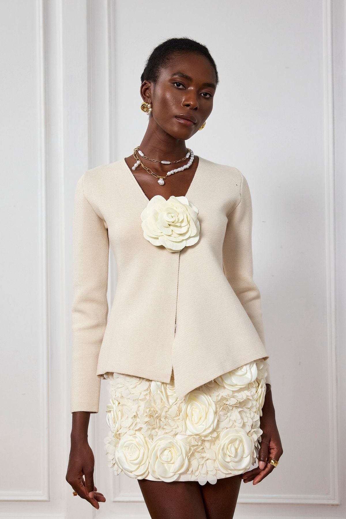 Sarahi Örgü Çiçekli Dekolte Üst