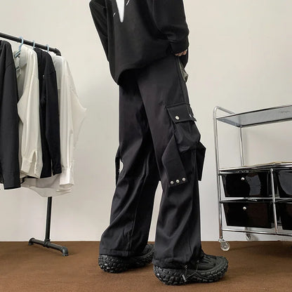 Multi Pockets Button-Up Streetwear Pants