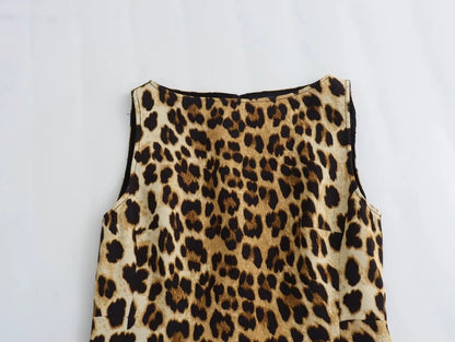 Leopar Desenli Mini Elbise