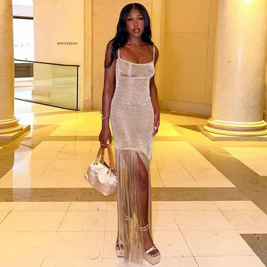 Clara Phoenix Parlak Püsküllü Bodycon Elbise