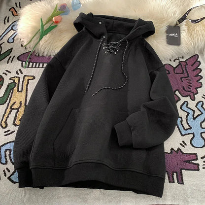 Plain Color Drawstring Style Hoodie