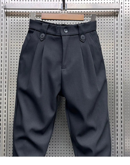 Wrinkled High Waist Button-Up Pants