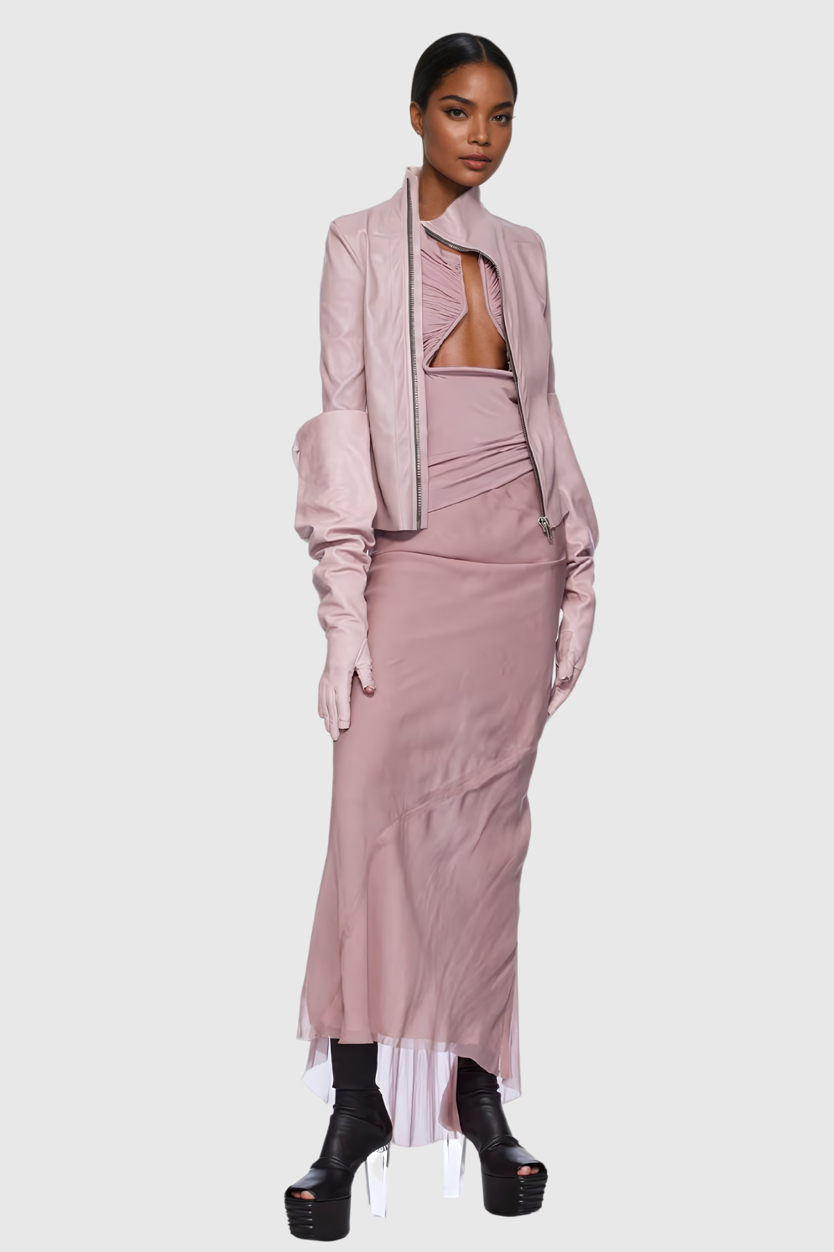 Pembe Scout Hollow Dantelli Bodycon Üst