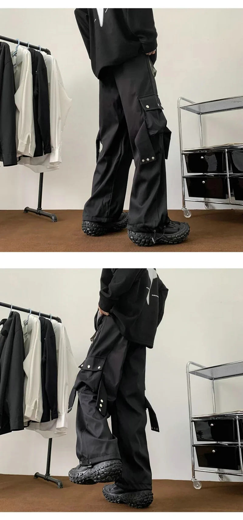 Multi Pockets Button-Up Streetwear Pants