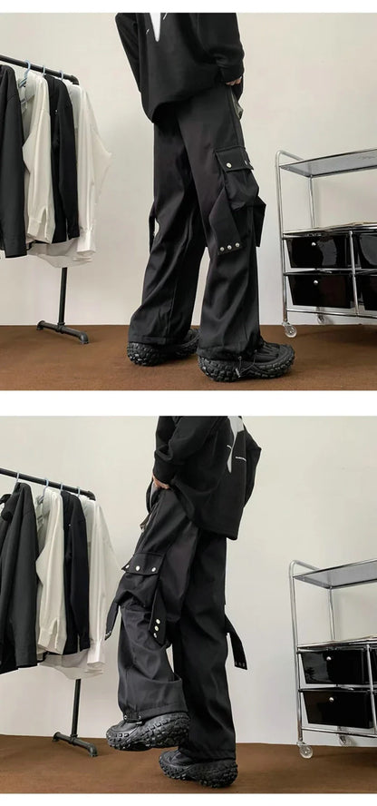 Multi Pockets Button-Up Streetwear Pants
