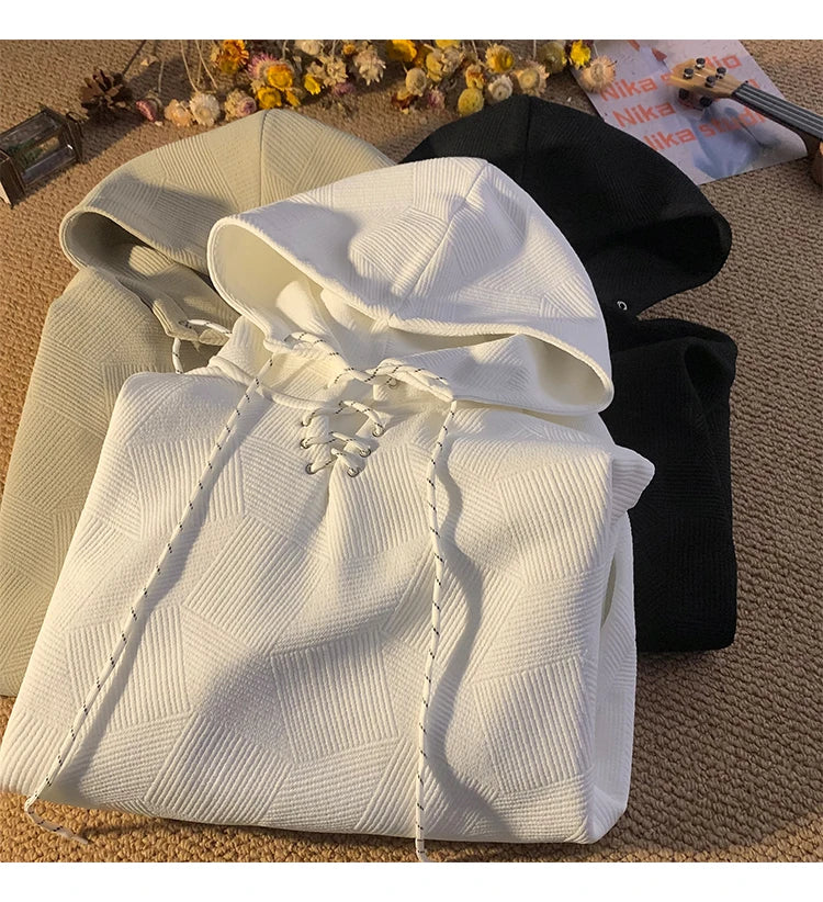 Plain Color Drawstring Style Hoodie